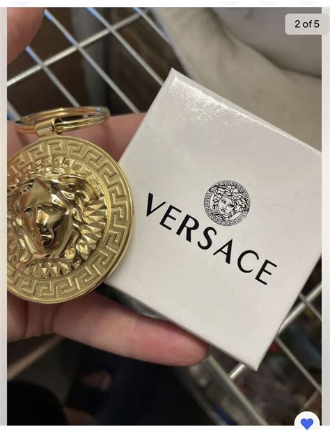 Versace Large Gold Keychain Medusa Head Keychain with Key 